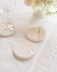 Natural Marble with Brass Coasters(2)