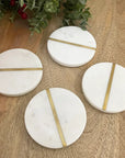 4 Natural Marble with Brass Coasters