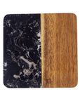 Natural Black Marble & Acacia Wood 4 Coasters