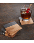 Natural Black Marble & Acacia Wood 4 Coasters