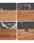 Natural Black Marble & Acacia Wood 4 Coasters