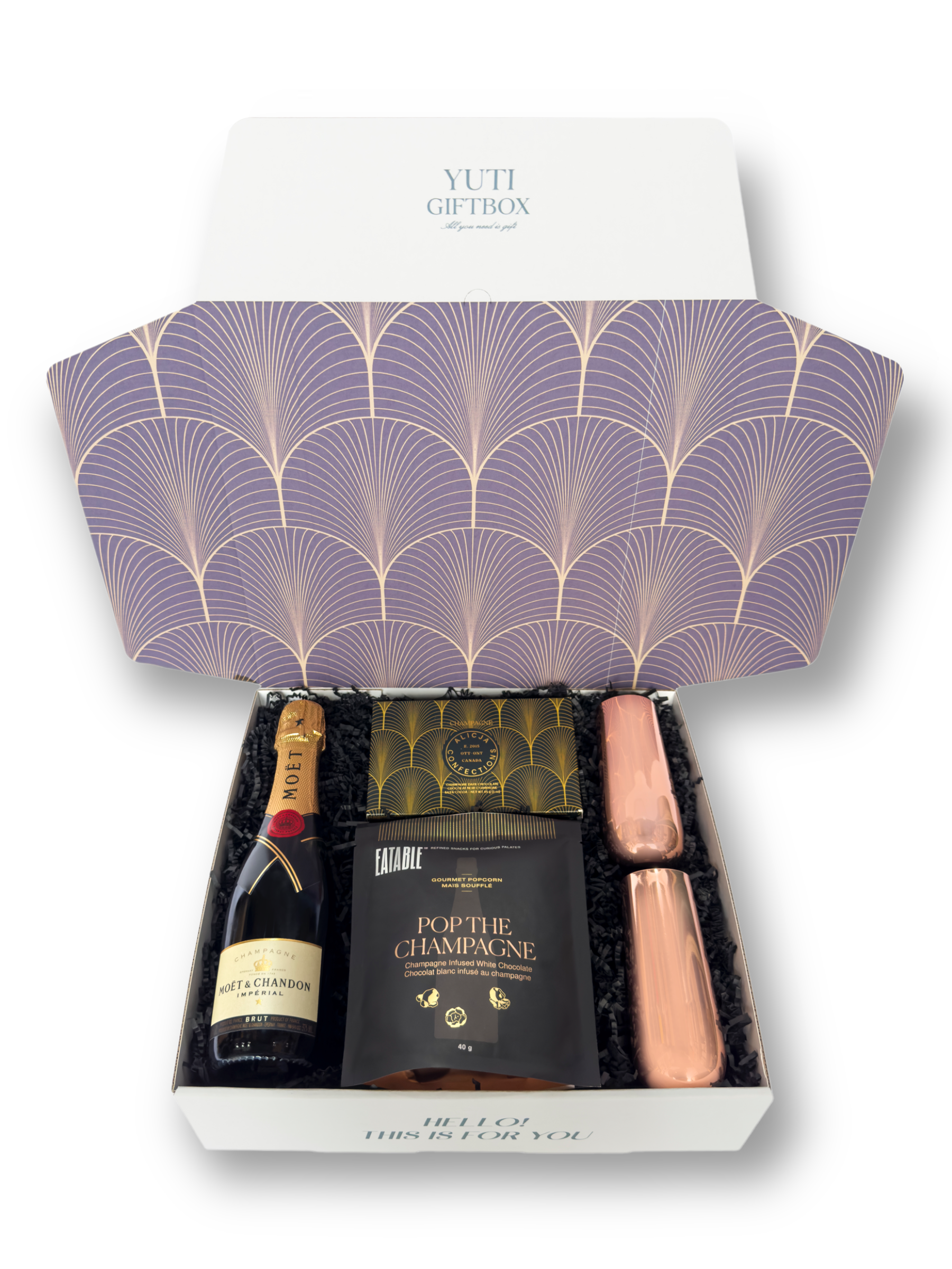Champagne Cheers Gift Box | Deluxe Gift Basket With Moet Popcorn