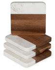 Natural Marble & Acacia Wood 4 Coasters