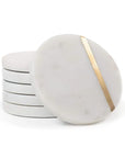 4 Natural Marble with Brass Coasters