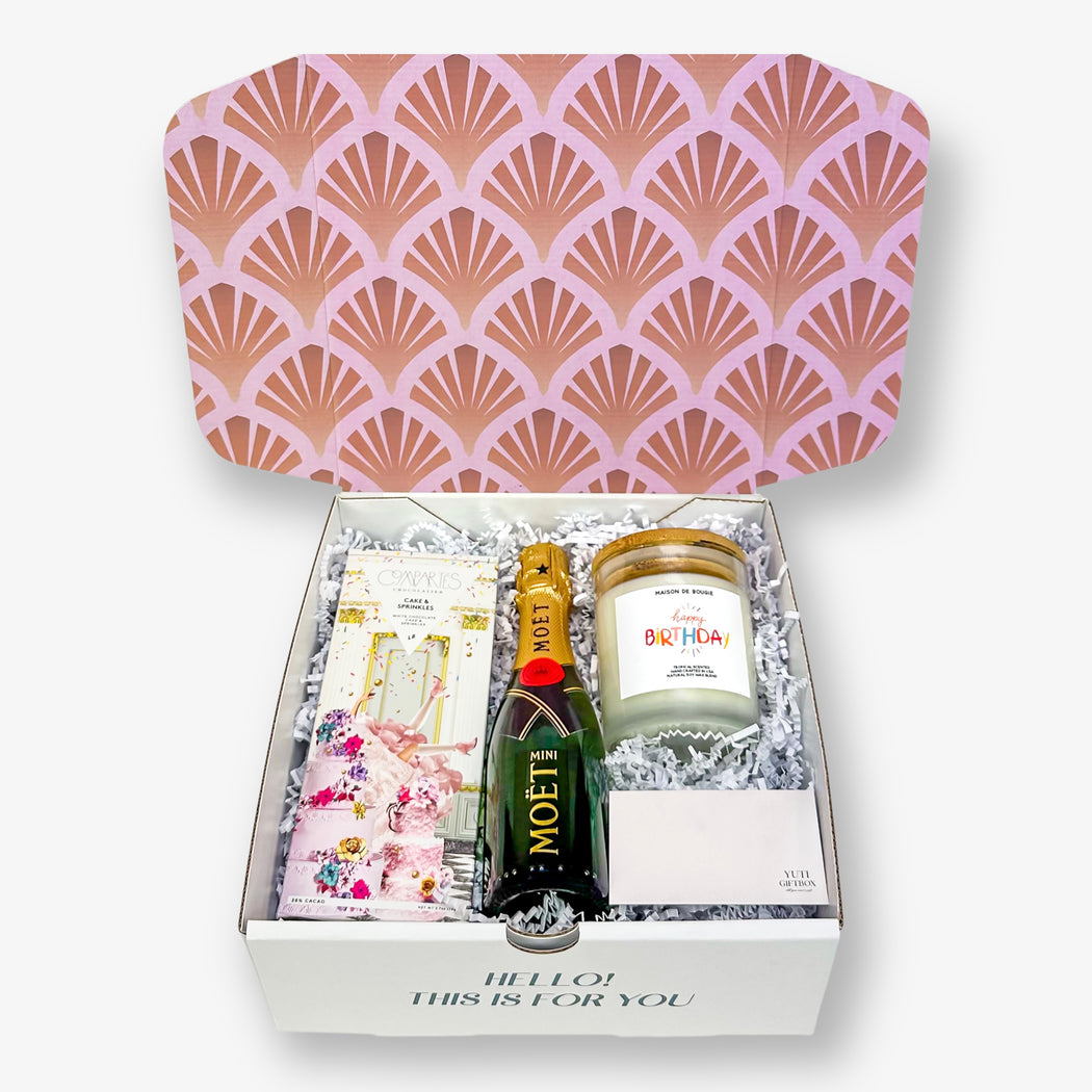 Birthday Gift Box With Champagne  aCelebration Toast Gift Basket Delivered  — Yuti Gift Box