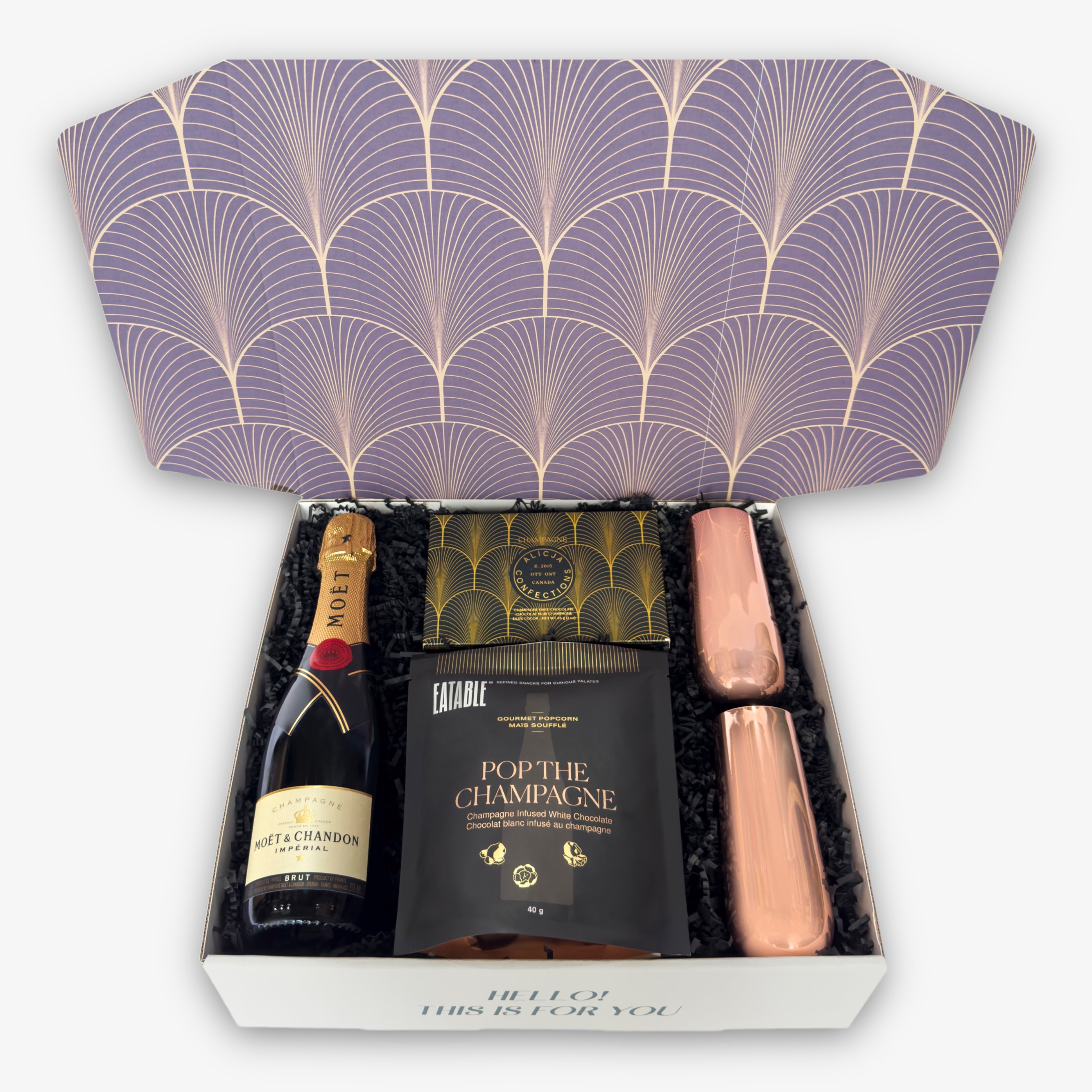 Champagne Cheers Gift Box | Deluxe Gift Basket With Moet Popcorn
